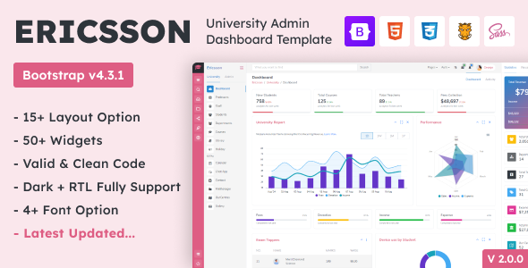 Ericsson v1.0.0 - Admin Dashboard Template for University, school & college