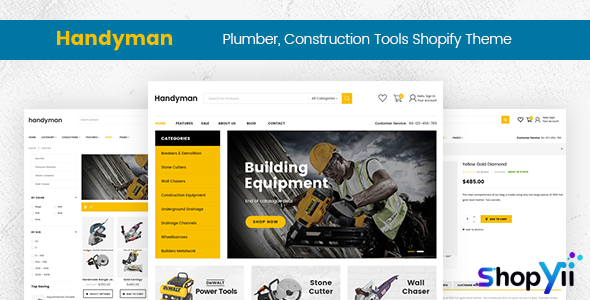 Handyman v2.0 - Drag & Drop Plumber, Construction Tools Shopify Theme