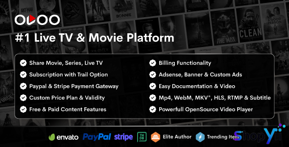 OVOO v3.1.2 - Live TV & Movie Portal CMS with Unlimited TV-Serie - nulled