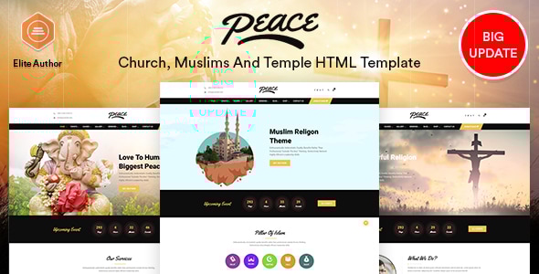 Peace v2.0 - Church / Muslims / Temple HTML Template