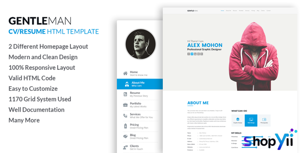 Gentleman v1.0 - Responsive CV / Resume HTML Template