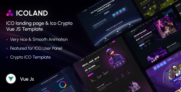 ICOLand - ICO landing page & ICO Crypto Vue Js Template