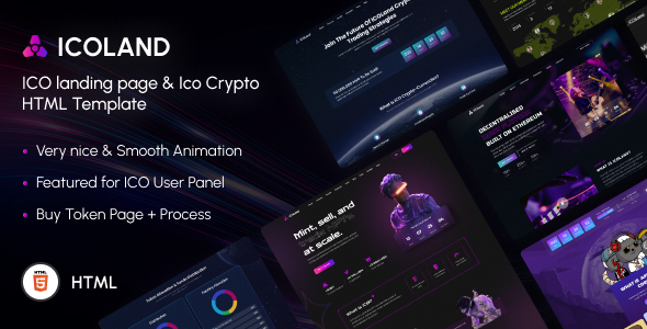 ICOLand - NFT landing page & Crypto HTML Template