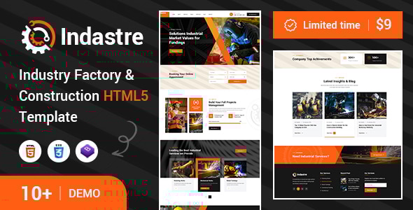 Indastre – Industry Factory and Construction HTML5 Template