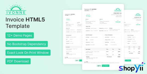 Ivonne v1.0 - Invoice HTML Template