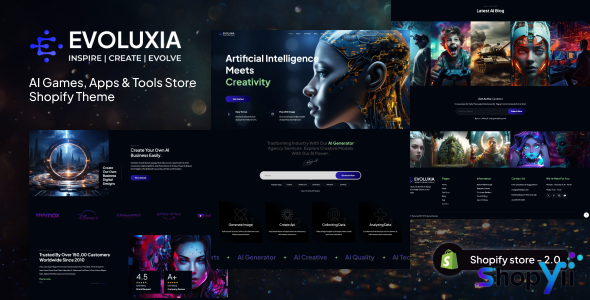 Evoluxia v1.0 - AI Games, Apps & Tools Store Shopify Theme