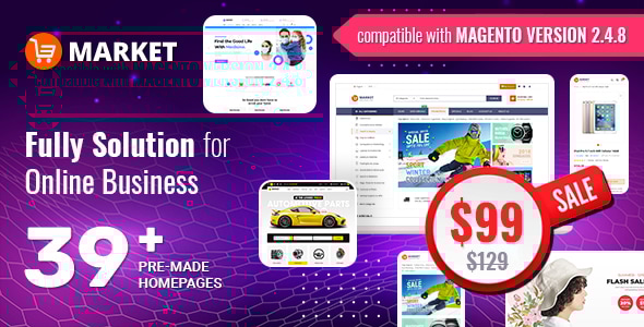 Market v7.6.0 - Multistore Responsive Magento Theme with Mobile-Specific Layout (24 HomePages)