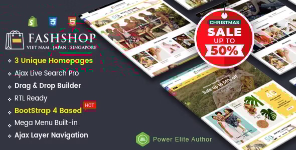 FashShop v1.0 - Multipurpose Sectioned Drag & Drop Bootstrap 4 Shopify Theme