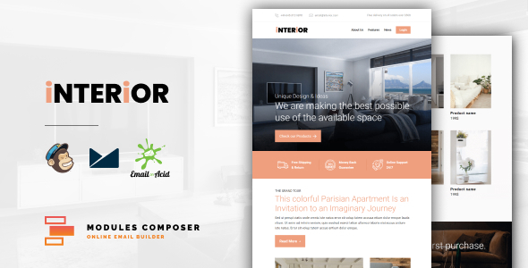 Interior v1.0 - E-Commerce Responsive Furniture and Interior design Email with Online Builder