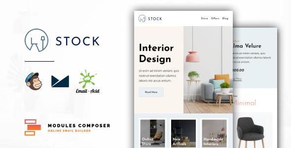 Stock v1.0 - E-Commerce Responsive Furniture and Interior design Email with Online Builder