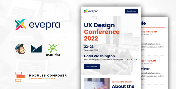 Evepra - Responsive Email for Events & Conferences with Online Builder