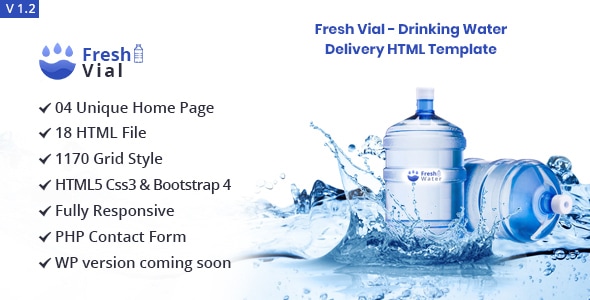 Fresh Vial v1.2 - Drinking Mineral Water Delivery Bootstrap4 HTML5 Template