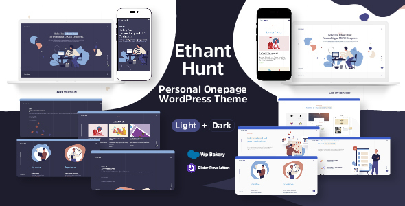 Ethant Hunt v1.0.1 - Personal Onepage WordPress Theme