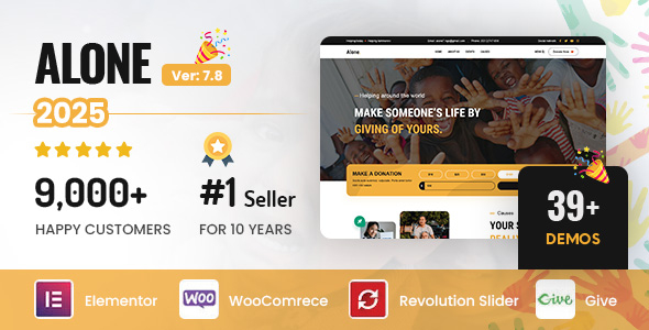 Alone v7.0 - Charity Multipurpose Non-profit WordPress Theme