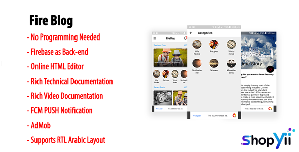 Fire Blog v1.3 - Native Android Blog or News App with Firebase Back-end