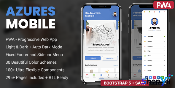 Azures v1.0 - Mobile Template & PWA