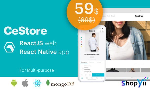 CeStore v1.3.0 - ReactJS web app & React Native mobile app for e-commerce