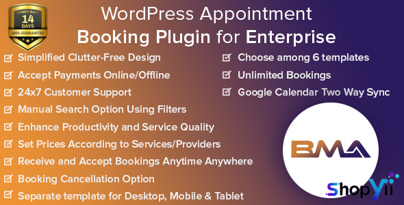 BMA v1.2.1 - WordPress Appointment Booking Plugin for Enterprise