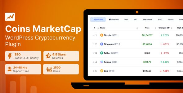 Coins MarketCap 5.6.4 – WordPress Cryptocurrency Plugin