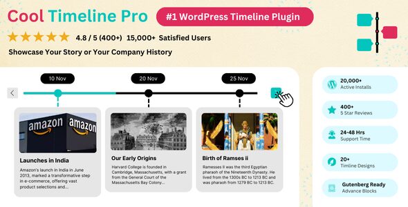 Cool Timeline Pro 4.8.10 – Horizontal & Vertical Timeline Plugin For WordPress