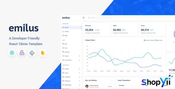 Emilus v2.1.4 - React Admin Template