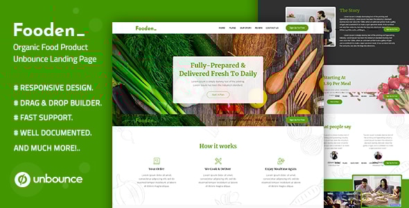 Fooden v1.0 - Unbounce Food Product Landing Page Template
