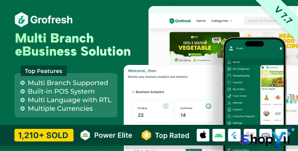 GroFresh 7.7 – (Grocery, Pharmacy, eCommerce, Store) App and Web with Laravel Admin Panel + Delivery App