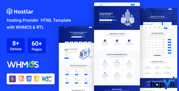 Hostlar v8.5.0 - Domain Hosting Provider HTML Template with WHMCS and RTL