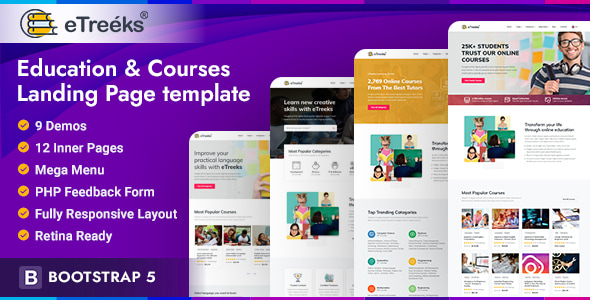 eTreeks v1.0 - Online Courses & Education Landing Page Template