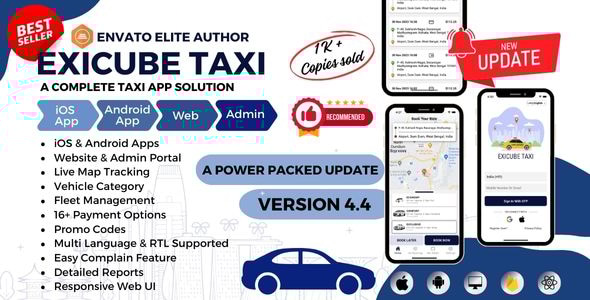 GrabCab v4.1.0 - React Native Full Taxi App
