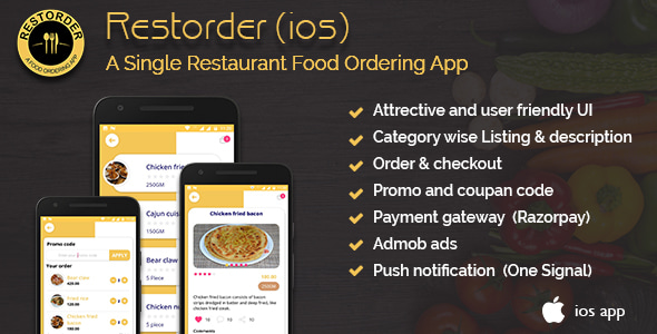 Restorder (iOS) v2.0.5 - A single restaurant food ordering app.