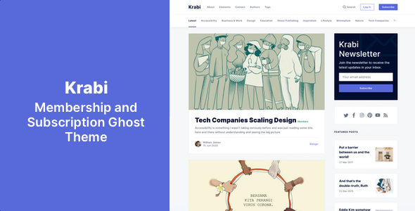 Krabi v1.0 - Membership and Subscription Ghost Theme