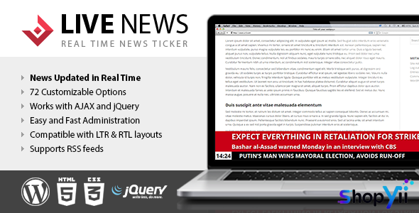 Live News v2.10 - Real Time News Ticker