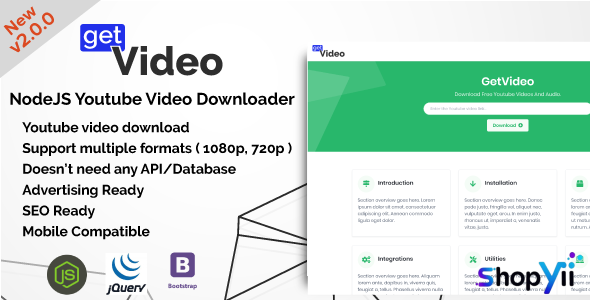 GetVideo v1.0 - NodeJS Youtube Video Downloader