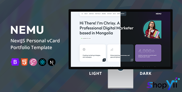 Nemu - NextJS Personal vCard/Portfolio Template