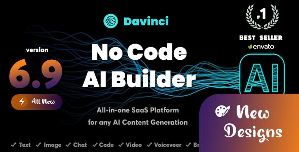 Davinci AI 7.4 – OpenAI Content, Text, Image, Voice, Chat, Code, Transcript, and Video Generator as SaaS