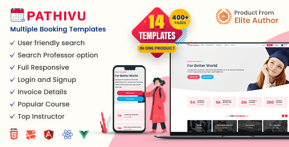 Pathivu v1.4.3 - Multi-Purpose Booking Management Template (HTML + Laravel + Vue + Angular + React)