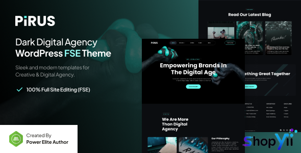 Pirus v1.0 – Dark Digital Agency FSE WordPress Theme