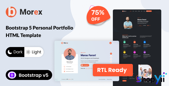 Morex - Bootstrap 5 Personal Portfolio HTML Template + RTL