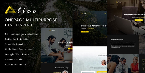 Alice v5.0 - Onepage Multipurpose HTML Template