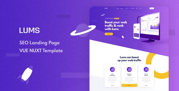 Lums v1.0 - Vue Nuxt SEO Landing Page Template