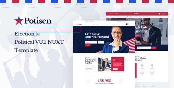 Potisen v1.0 - Election & Political Vue Nuxt Template