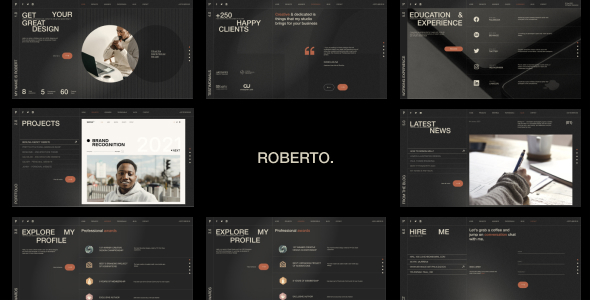 Roberto v1.0 - Onepage Horizontal Personal CV/Resume HTML Template