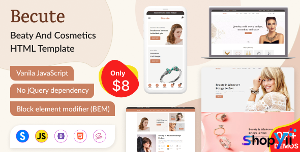 Becute - Jewelry, Cosmetics and Beauty eCommerce HTML Template