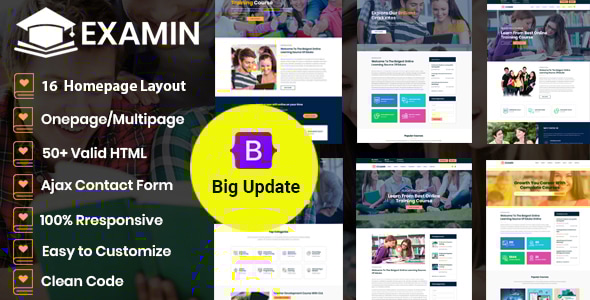 Examin v1.5 - Education and LMS Template