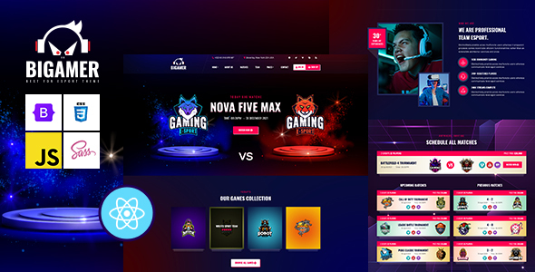 Bigamer v1.0 - eSports And Gaming Tournaments React Js Template