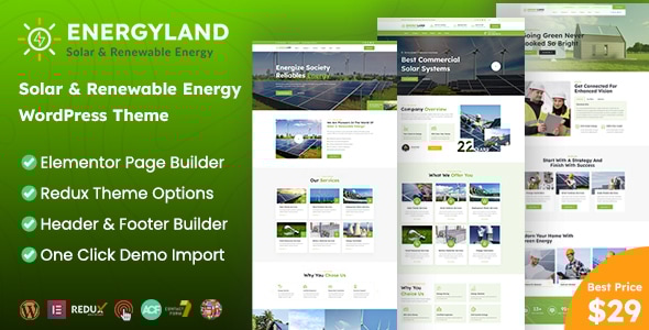 Energyland v1.0 - Solar & Renewable Energy WordPress Theme