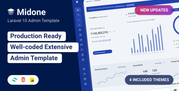 Midone v1.0.4 - HTML & Laravel Admin Dashboard Template