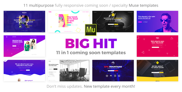 BigHit v1.1 - 11 in 1 Coming Soon Responsive Muse Templates