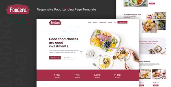 Foodera v1.0 - Responsive Food Landing Page Template